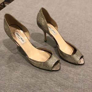 Jimmy Choo champagne Dorsay Pumps low heel